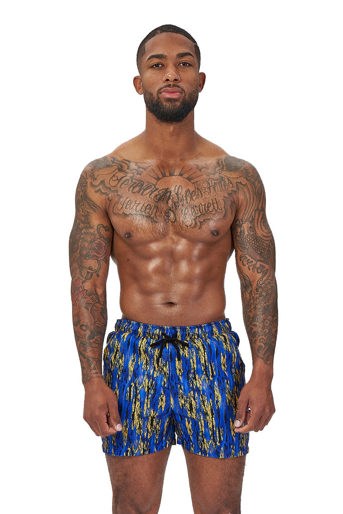 power trip beach shorts-blue multiprint - Icon