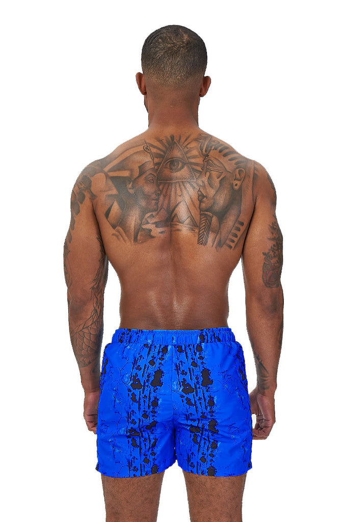 power trip beach shorts-blue abstract - Icon