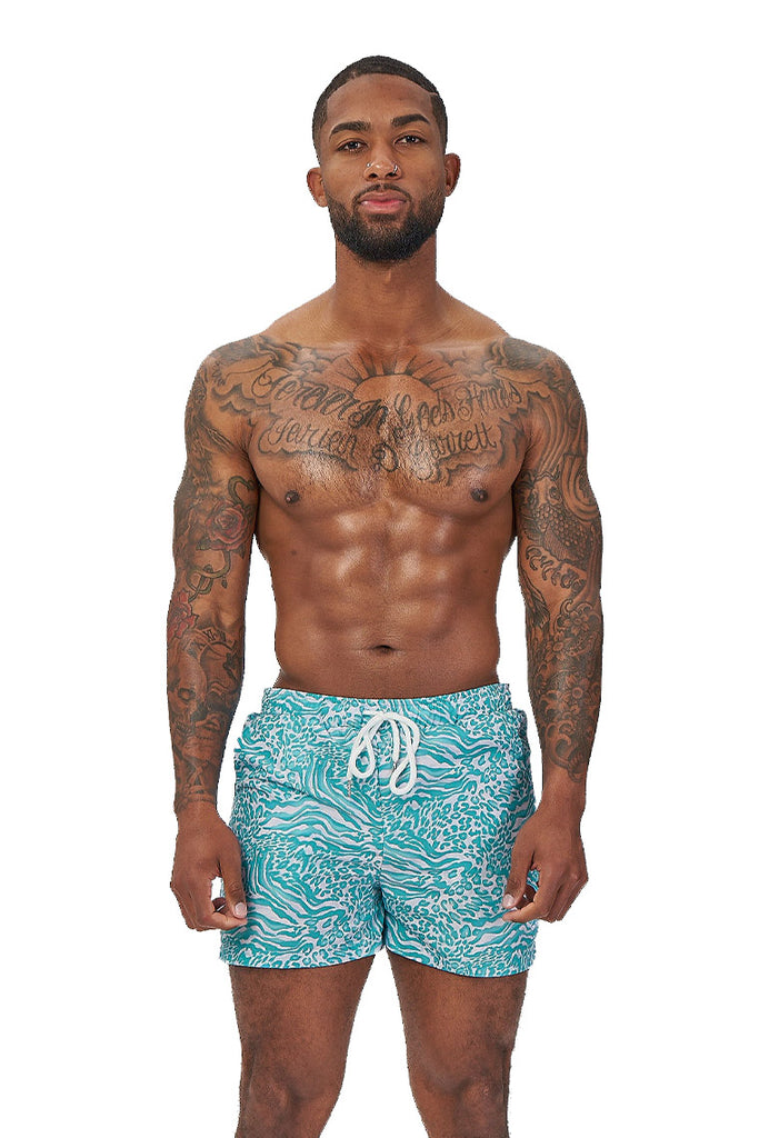 power trip beach shorts-green multiprint - Icon