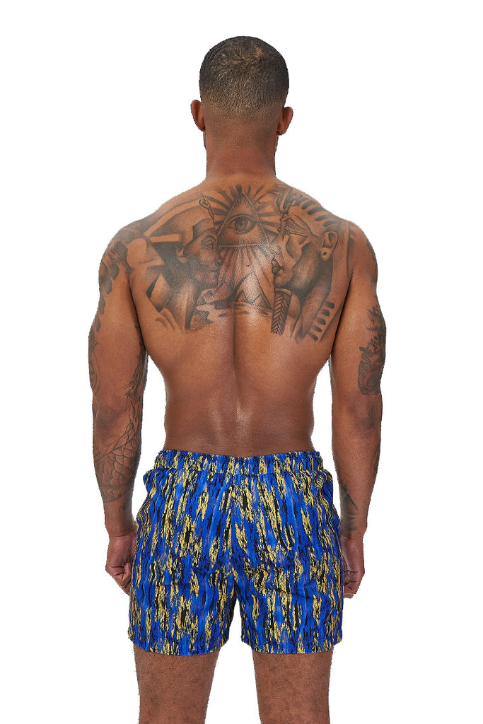 power trip beach shorts-blue multiprint - Icon