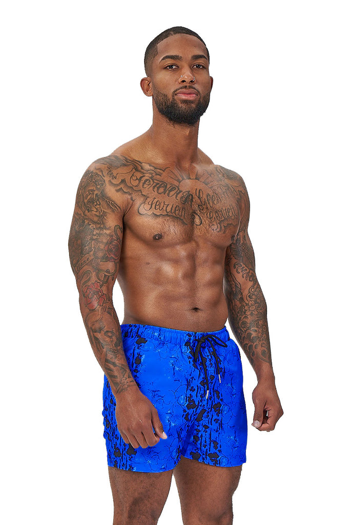 power trip beach shorts-blue abstract - Icon