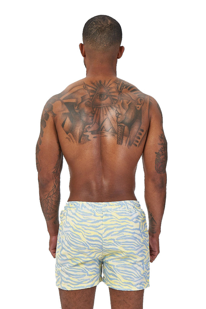 power trip beach shorts-yellow zebra print - Icon