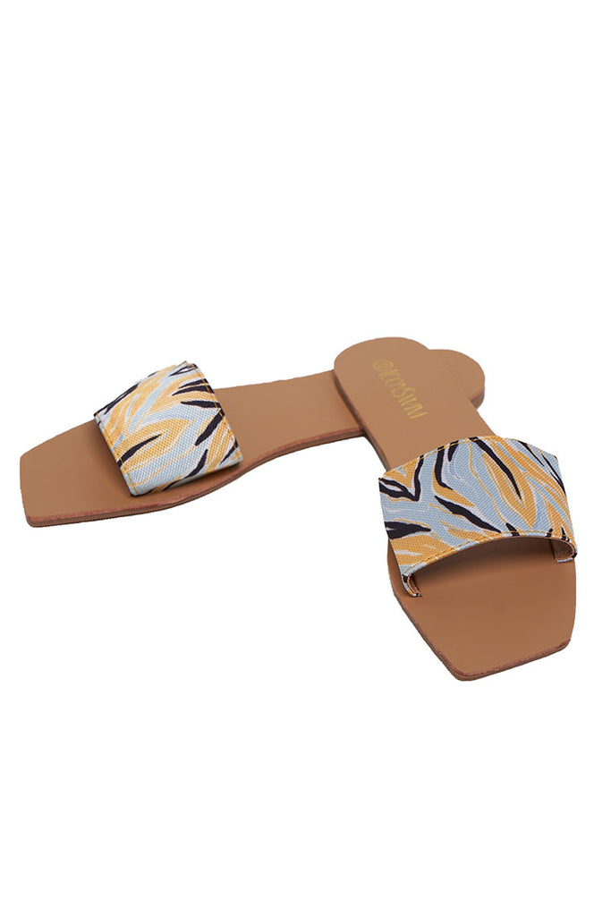 let it slide sandals-yellow/black zebra print - Icon