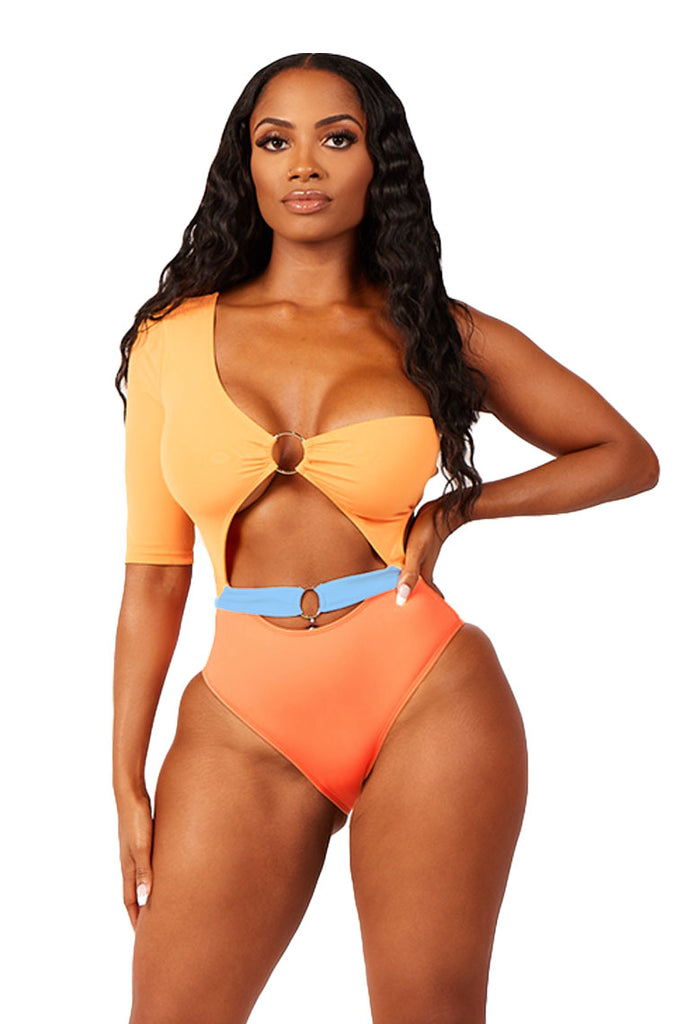 nice to sea you swimsuit-orange multicolor - Icon