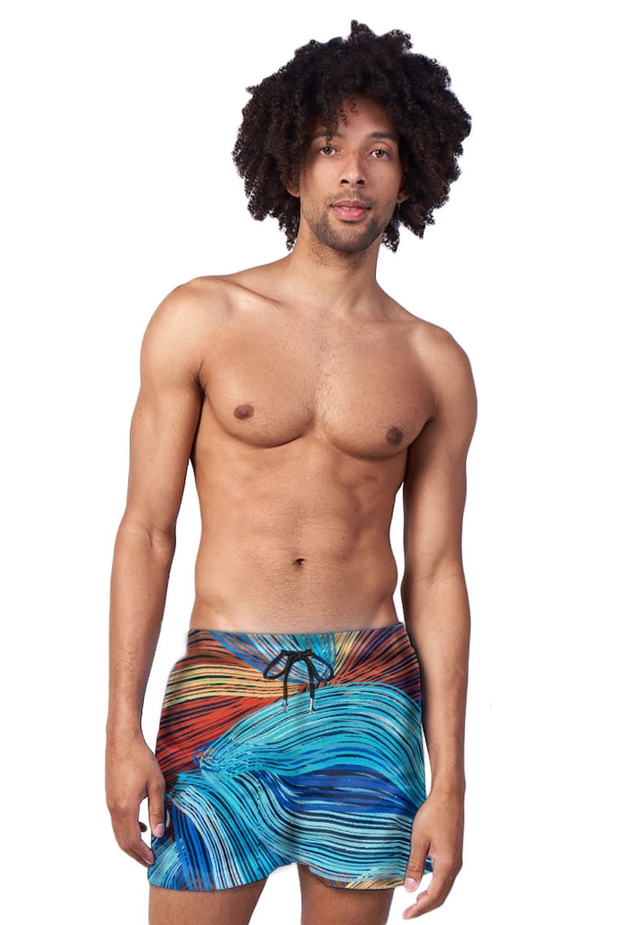 power trip beach shorts- abstract print - Icon