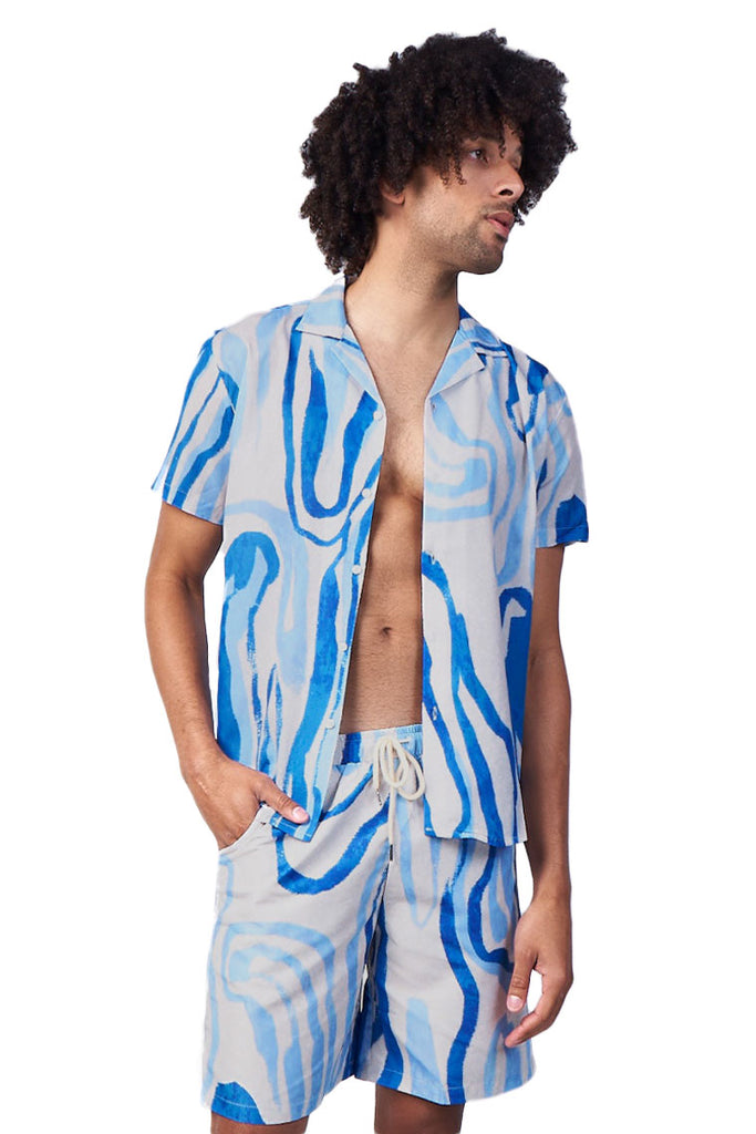 laguna nights shirt-blue line print - Icon