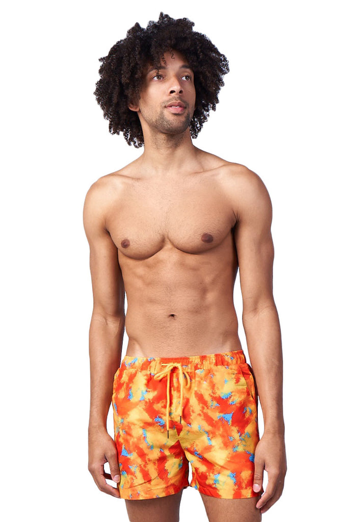 power trip beach shorts-orange abstract - Icon