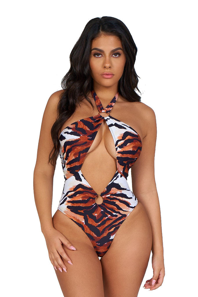 drive me wild monokini-brown zebra print - Icon