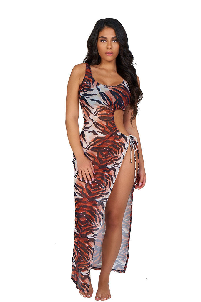 I’m not your average coverup dress-brown zebra print - Icon