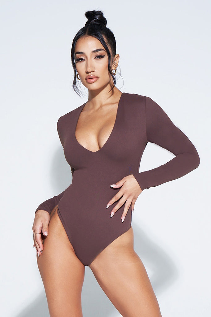 THE OB V-CUT BODYSUIT-CHOCOLATE - Icon Swim