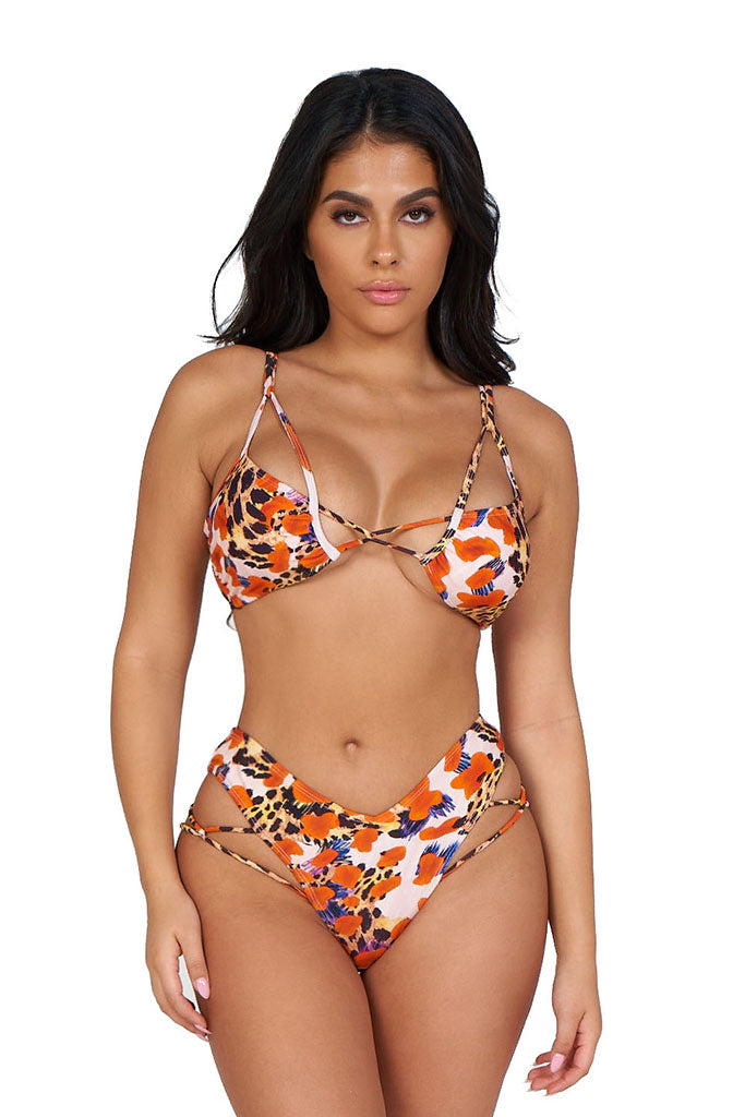 flewed out bikini-orange multiprint - Icon