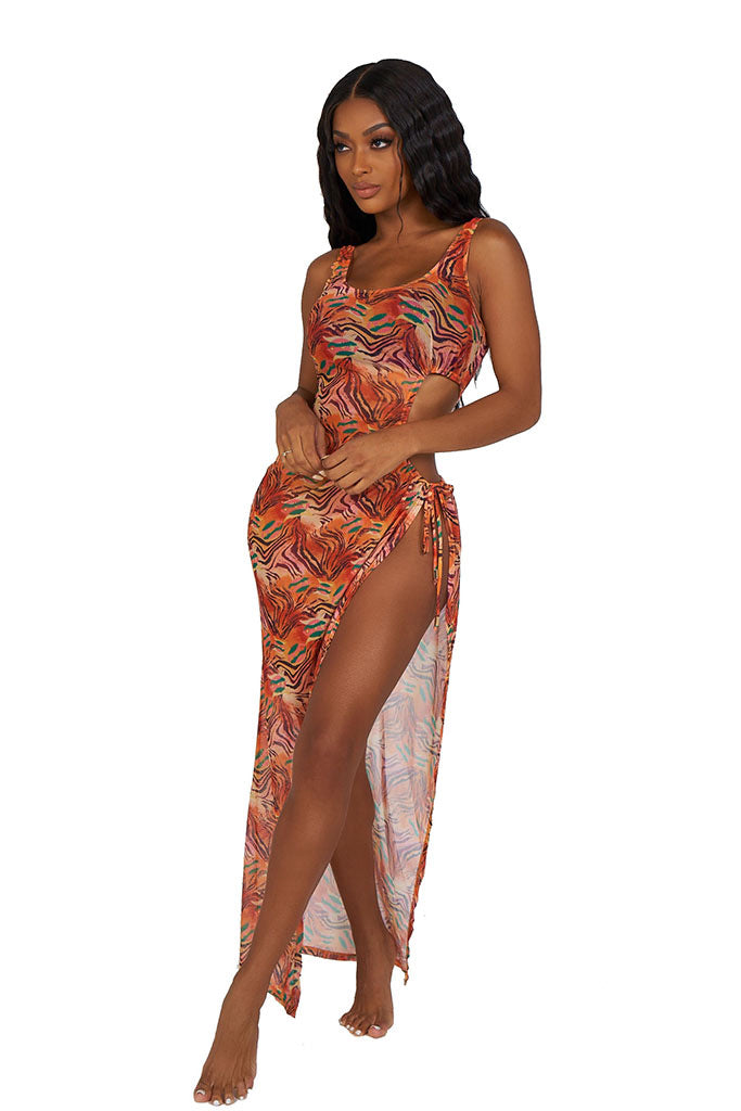 I’m not your average coverup dress-orange zebra print - Icon