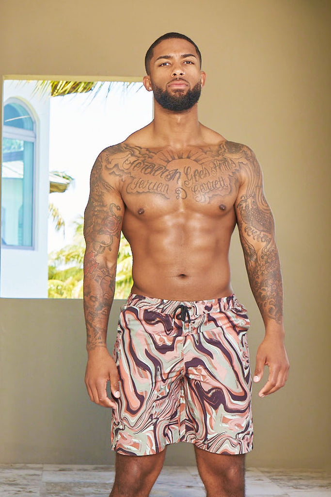 crew love beach shorts - brown abstract - Icon