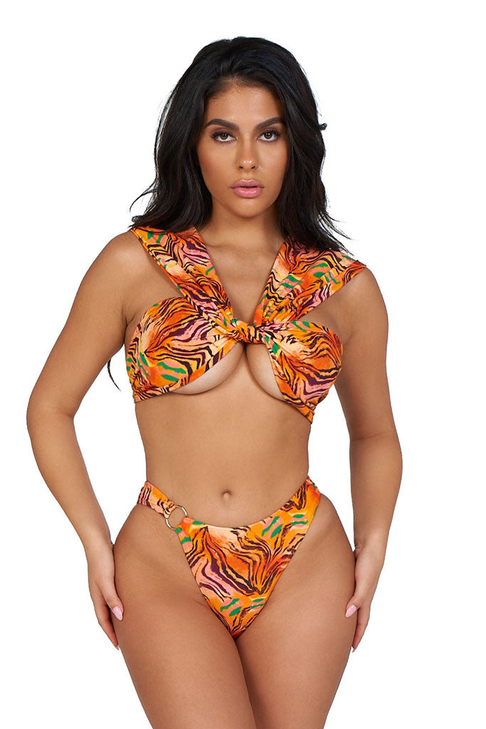 Girl code bikini- orange zebra print(multi way top) - Icon