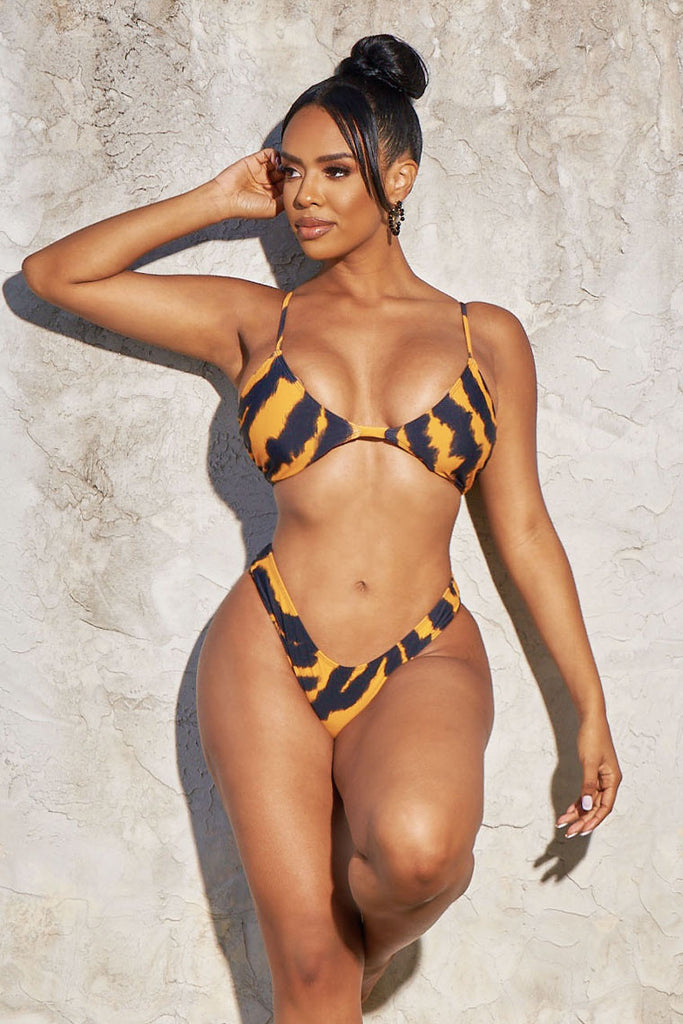 beat the heat bikini-orange zebra print - Icon