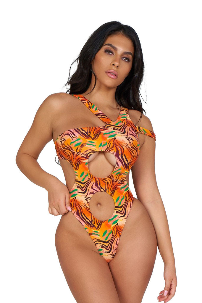 305 monokini-orange zebra print - Icon