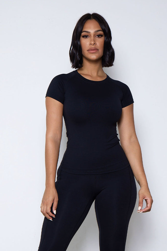 ESSENTIAL CREWNECK TOP-BLACK - Icon Swim