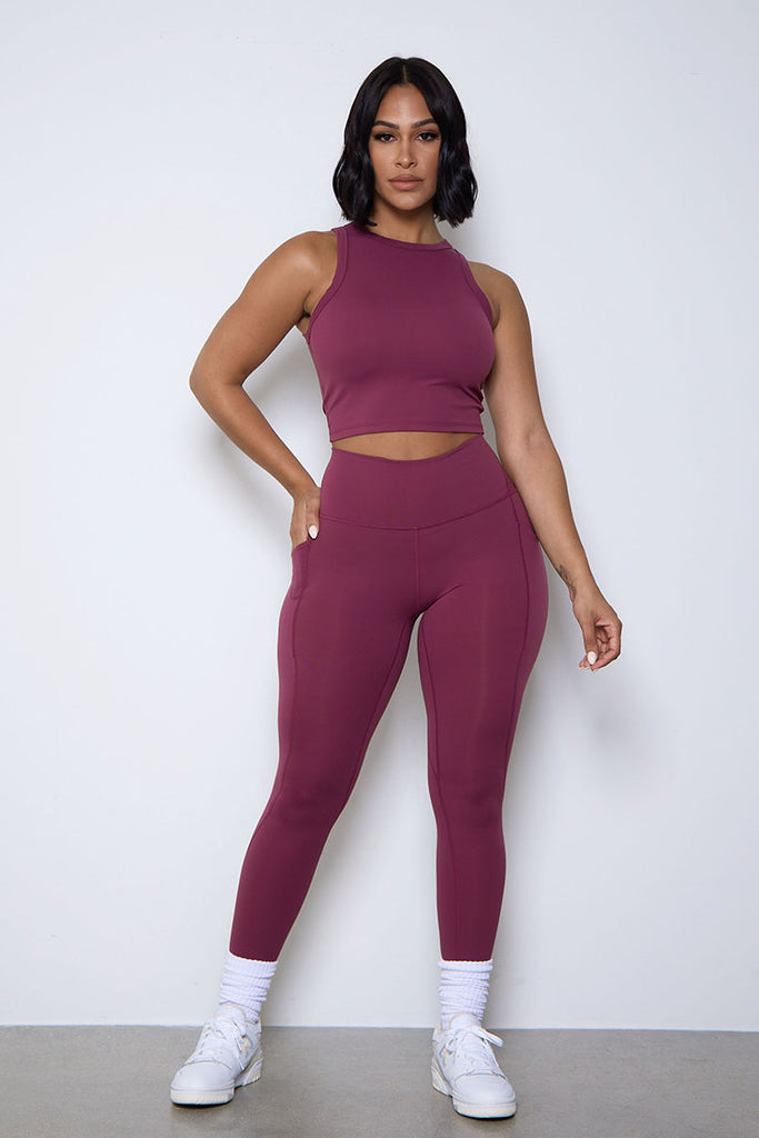 ESSENTIAL LEGGINGS-RED WINE - Icon Swim