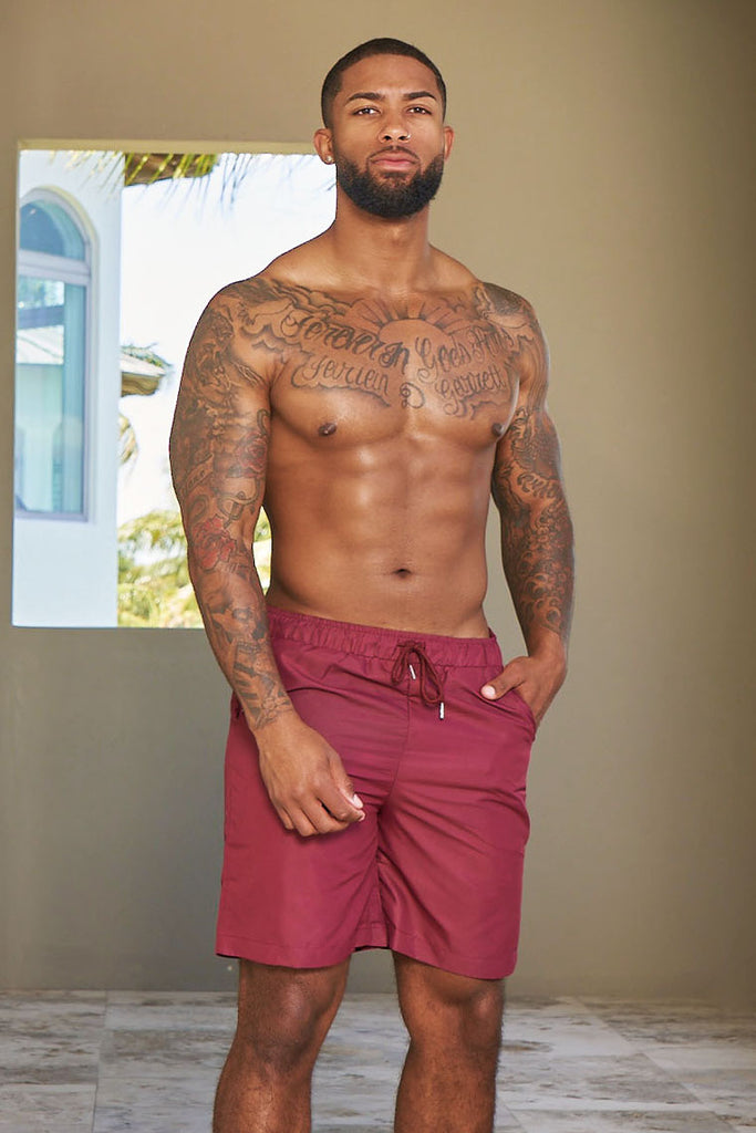 crew love beach shorts - red wine - Icon