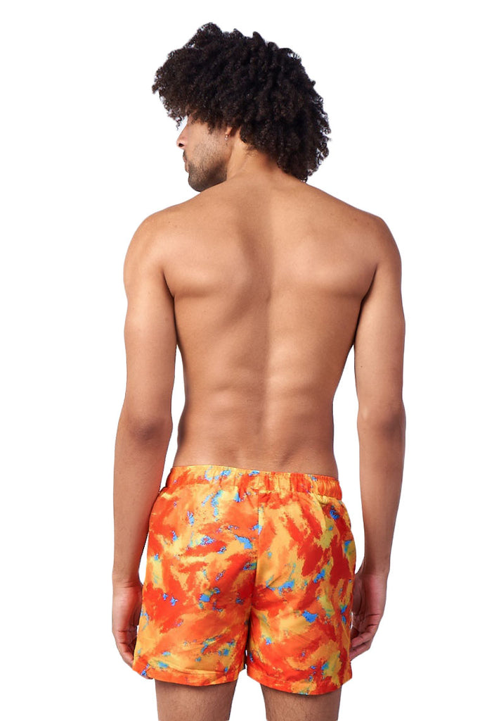 power trip beach shorts-orange abstract - Icon