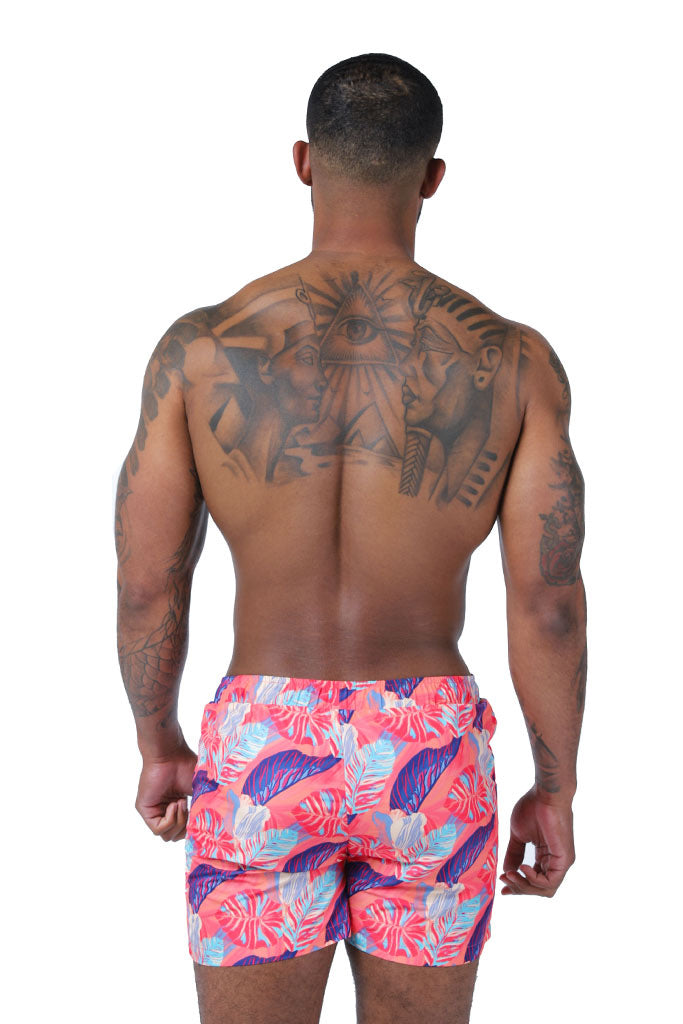 power trip beach shorts-tropical print - Icon