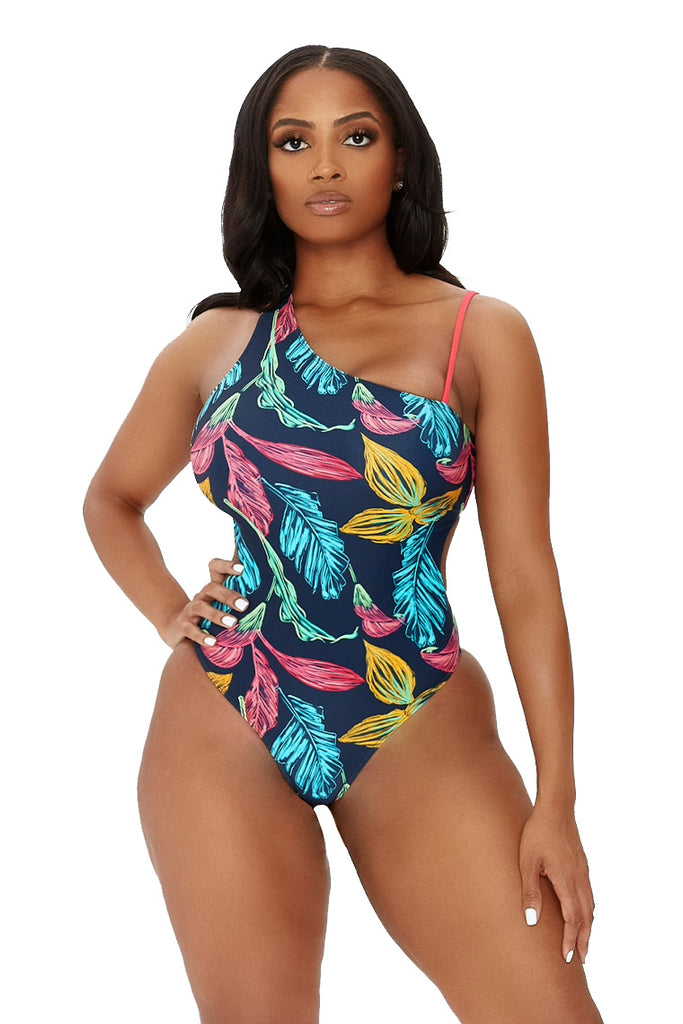 island cove swimsuit-multicolor leaf print - Icon