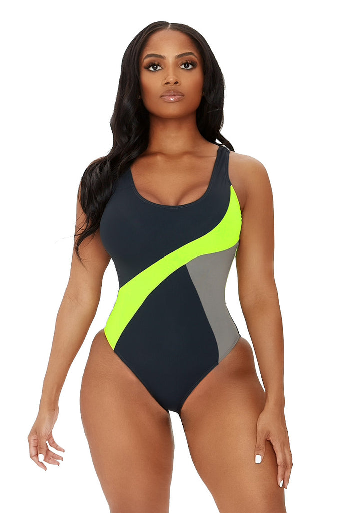 it's anyone's game swimsuit-green - Icon