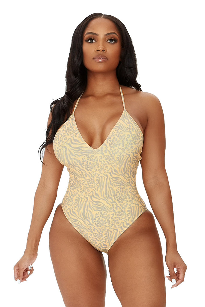 ride the tide swimsuit-tan multi animal print - Icon