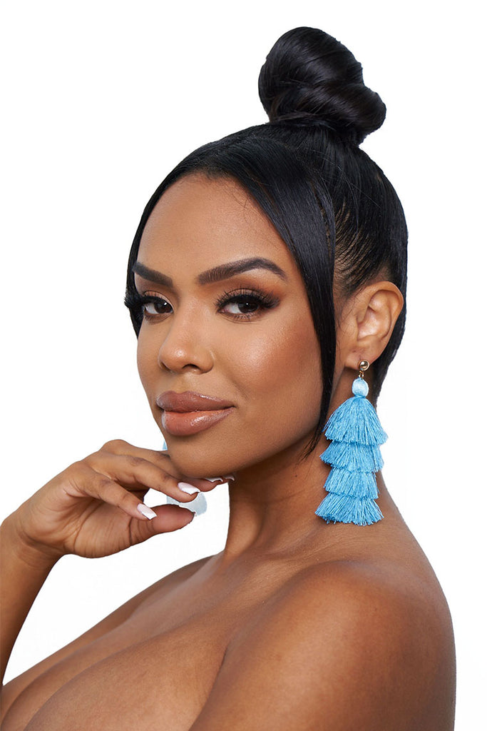 vintage tassel earrings - blue - Icon