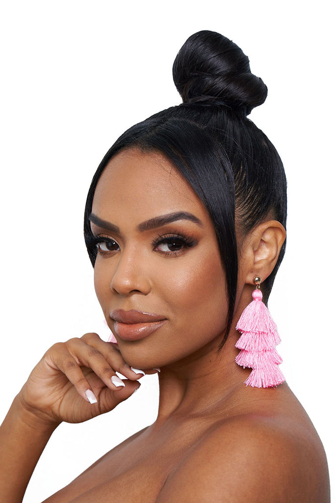 vintage tassel earrings - pink - Icon