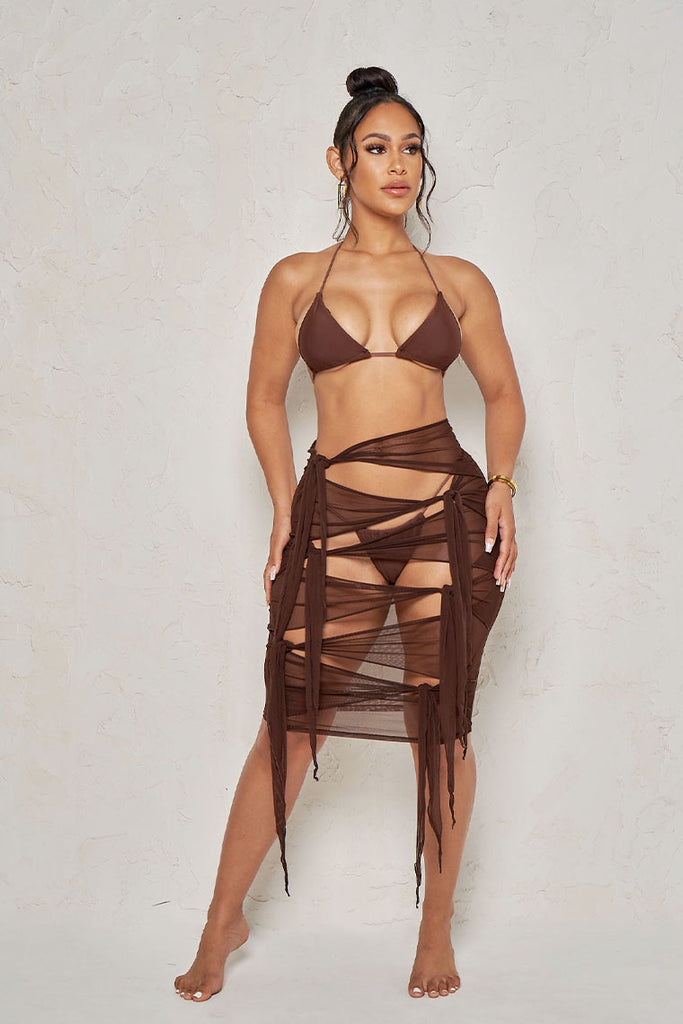 hang tight coverup skirt - chocolate - Icon